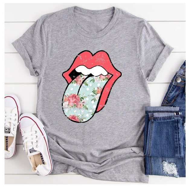 Hippie Floral Tongue T-Shirt