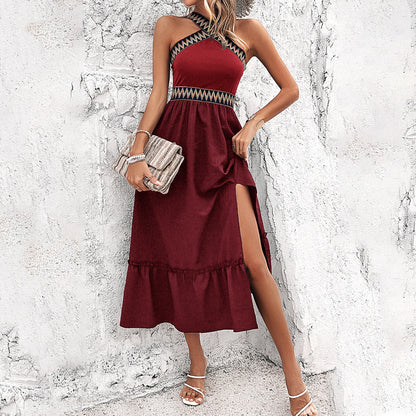 Women's Elegant Halter High Waist Dress