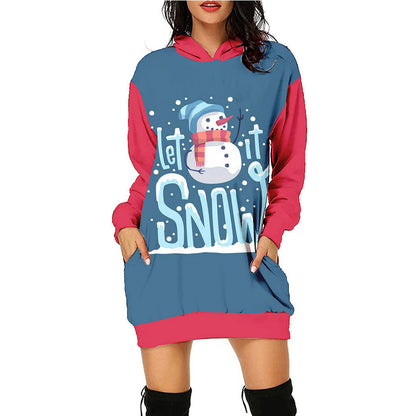 Women's Fashion Printed Christmas Holiday Party Sweatshirt Dresses