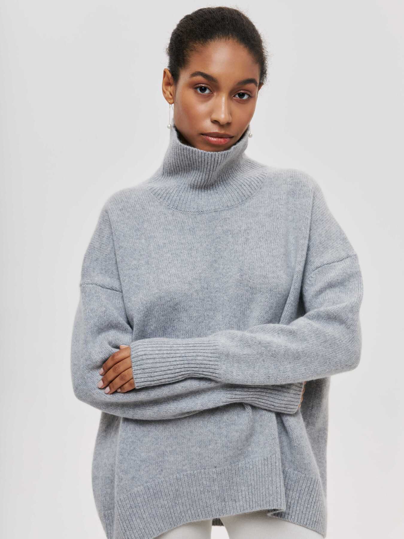 Loose Mock Neck Loose Casual Lazy Sweater