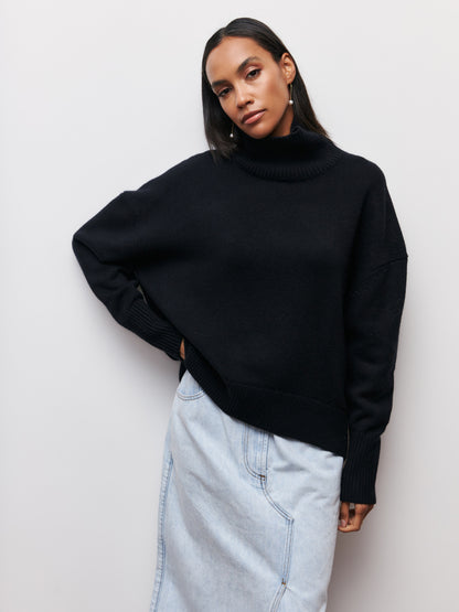 Loose Mock Neck Loose Casual Lazy Sweater