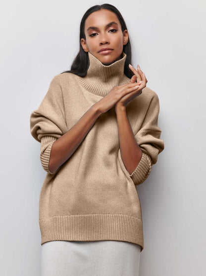 Loose Mock Neck Loose Casual Lazy Sweater