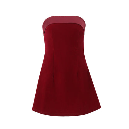 Ins Slim Tube-top Dress Fashion Zipper A-line Short Dresses Party Evening Clothing For Women