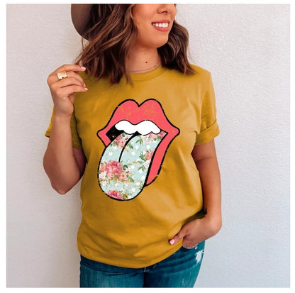 Hippie Floral Tongue T-Shirt